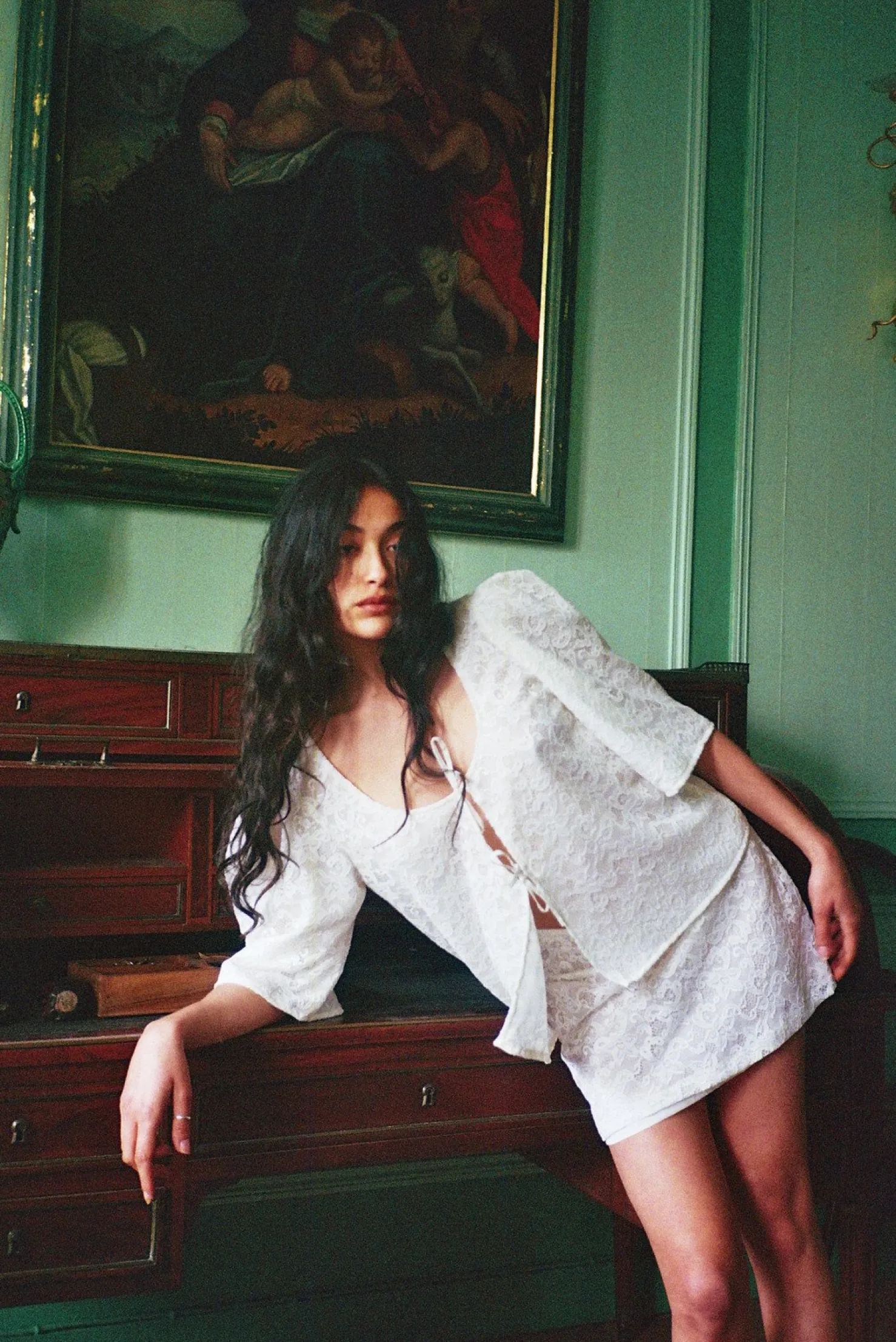 MaisonCléo Blouses|Tops>Blouse Agnes blanche en dentelle fleurie et soie
