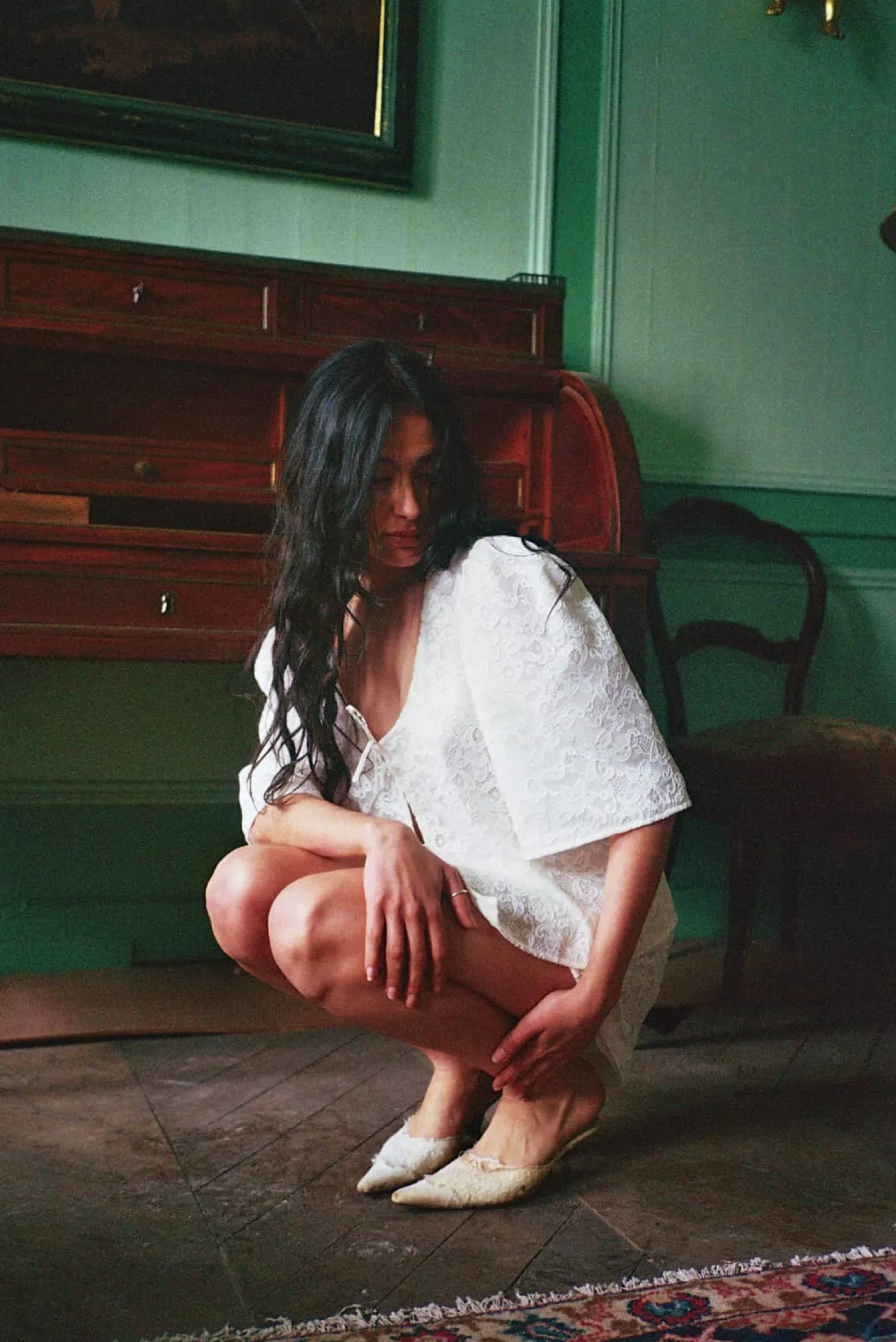 MaisonCléo Blouses|Tops>Blouse Agnes blanche en dentelle fleurie et soie
