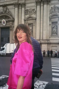 MaisonCléo Blouses|Tops>Blouse Agnes en soie duchesse rose magenta – Capsule L&rsquo;AMOUR