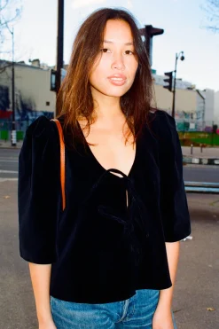 MaisonCléo Blouses>Blouse Agnès en velours noir