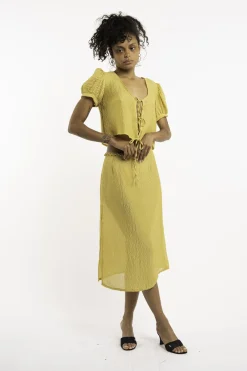 MaisonCléo Blouses>Blouse ANNE en soie dorée brillante