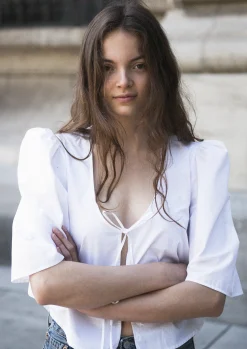 MaisonCléo Blouses>Blouse coton blanc AGNES – Les prémices 1/4
