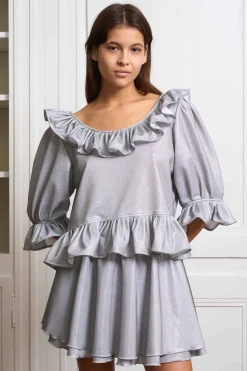 MaisonCléo Blouses>Blouse Delia argentée avec volants