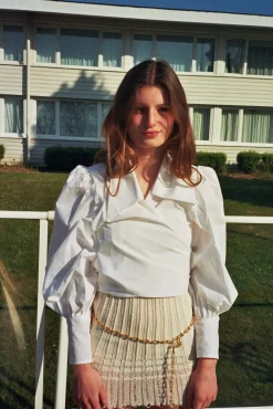MaisonCléo Blouses>Blouse en coton blanc JULIE