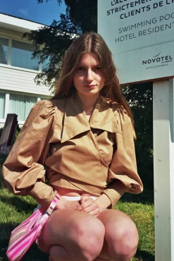 MaisonCléo Blouses>Blouse en coton colorée JULIE