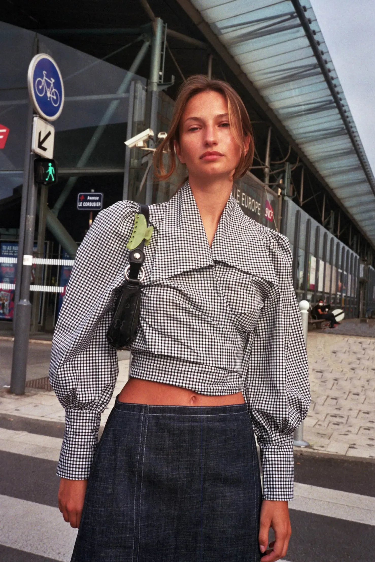 MaisonCléo Blouses>Blouse en coton vichy noir JULIE