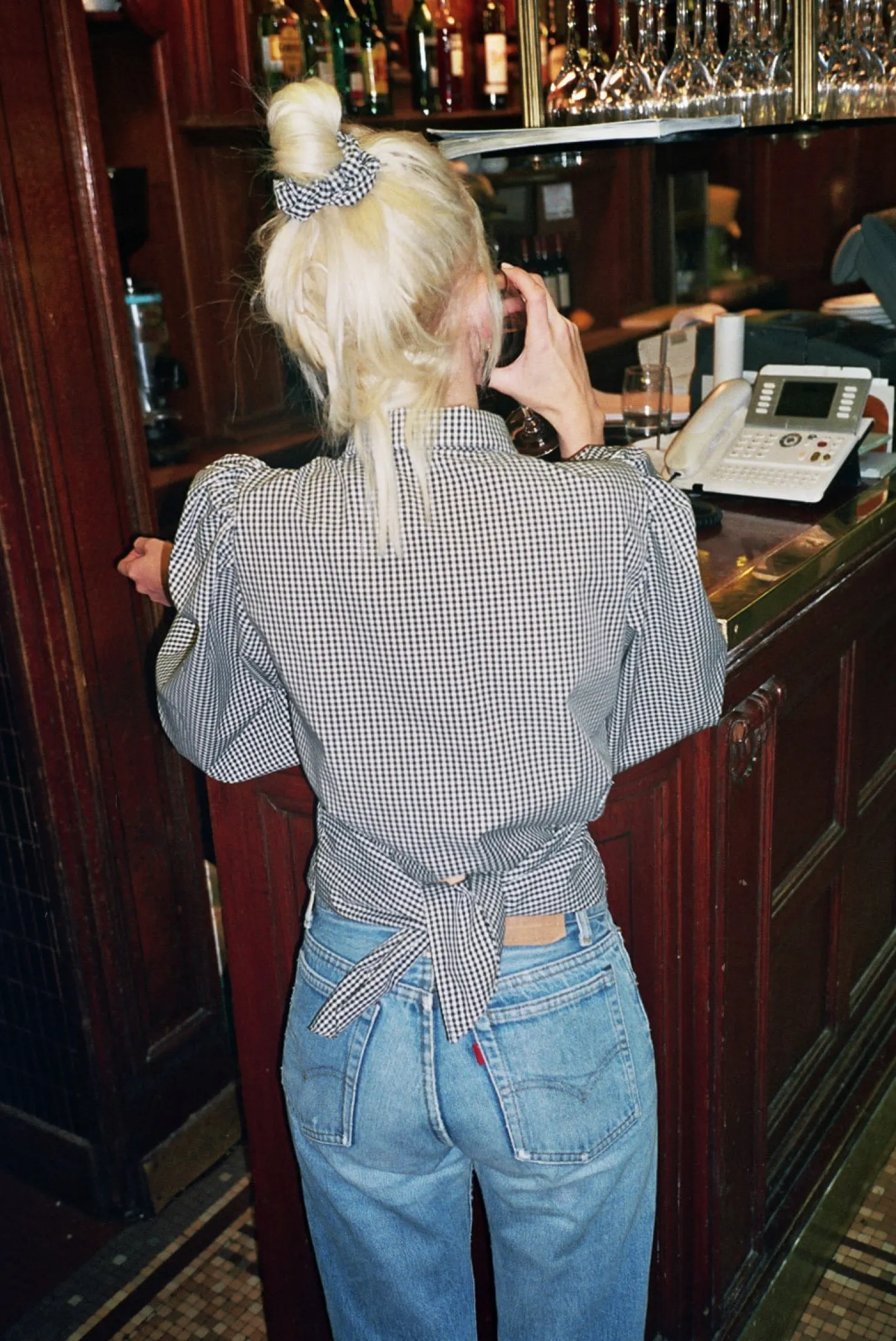 MaisonCléo Blouses>Blouse en coton vichy noir JULIE