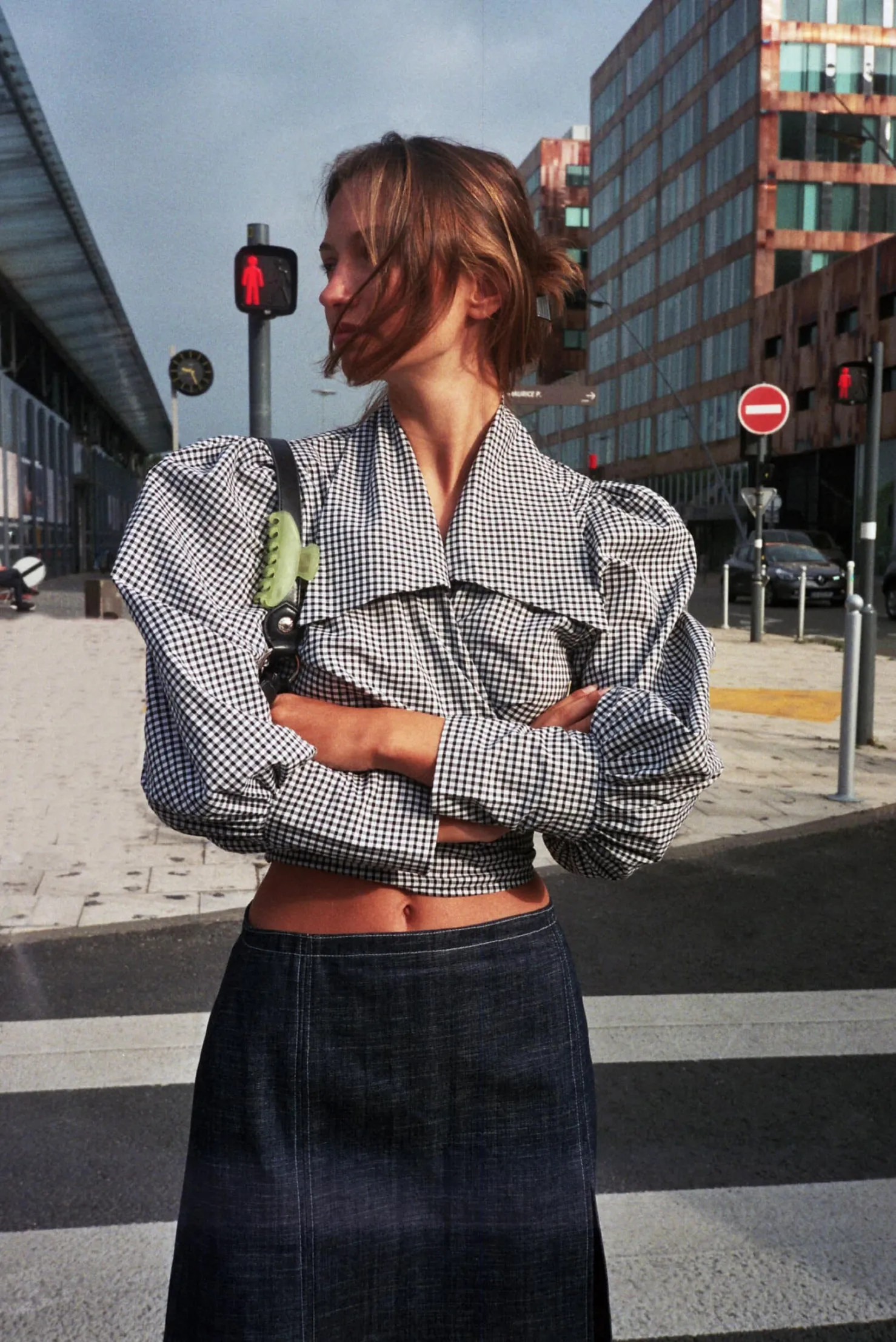 MaisonCléo Blouses>Blouse en coton vichy noir JULIE