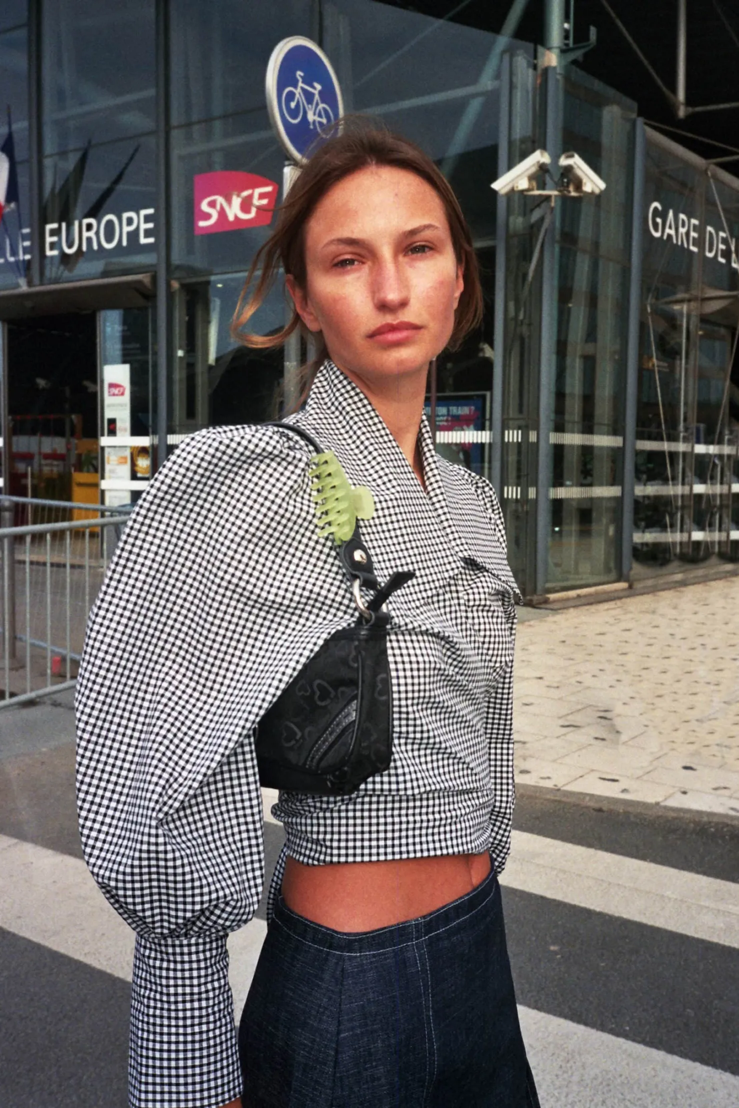 MaisonCléo Blouses>Blouse en coton vichy noir JULIE
