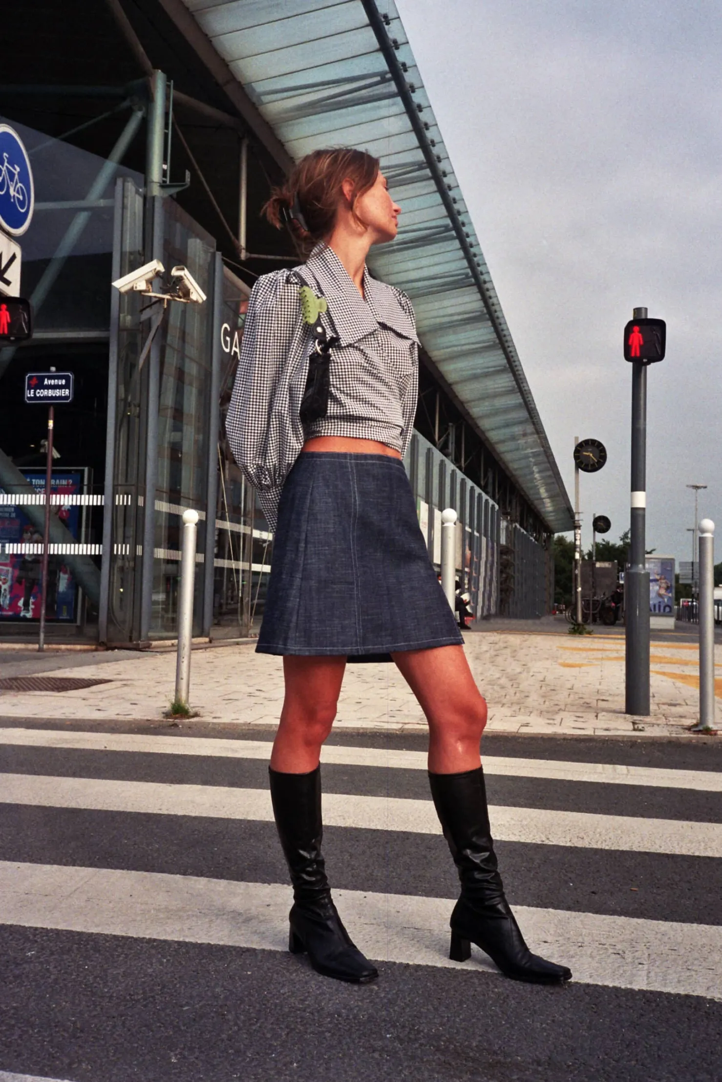 MaisonCléo Blouses>Blouse en coton vichy noir JULIE