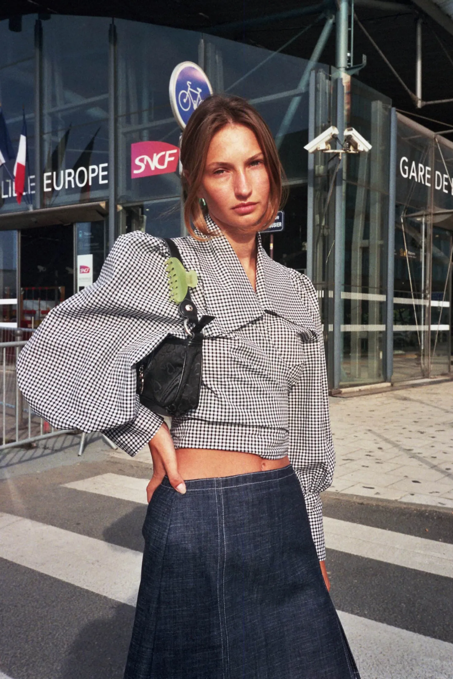 MaisonCléo Blouses>Blouse en coton vichy noir JULIE