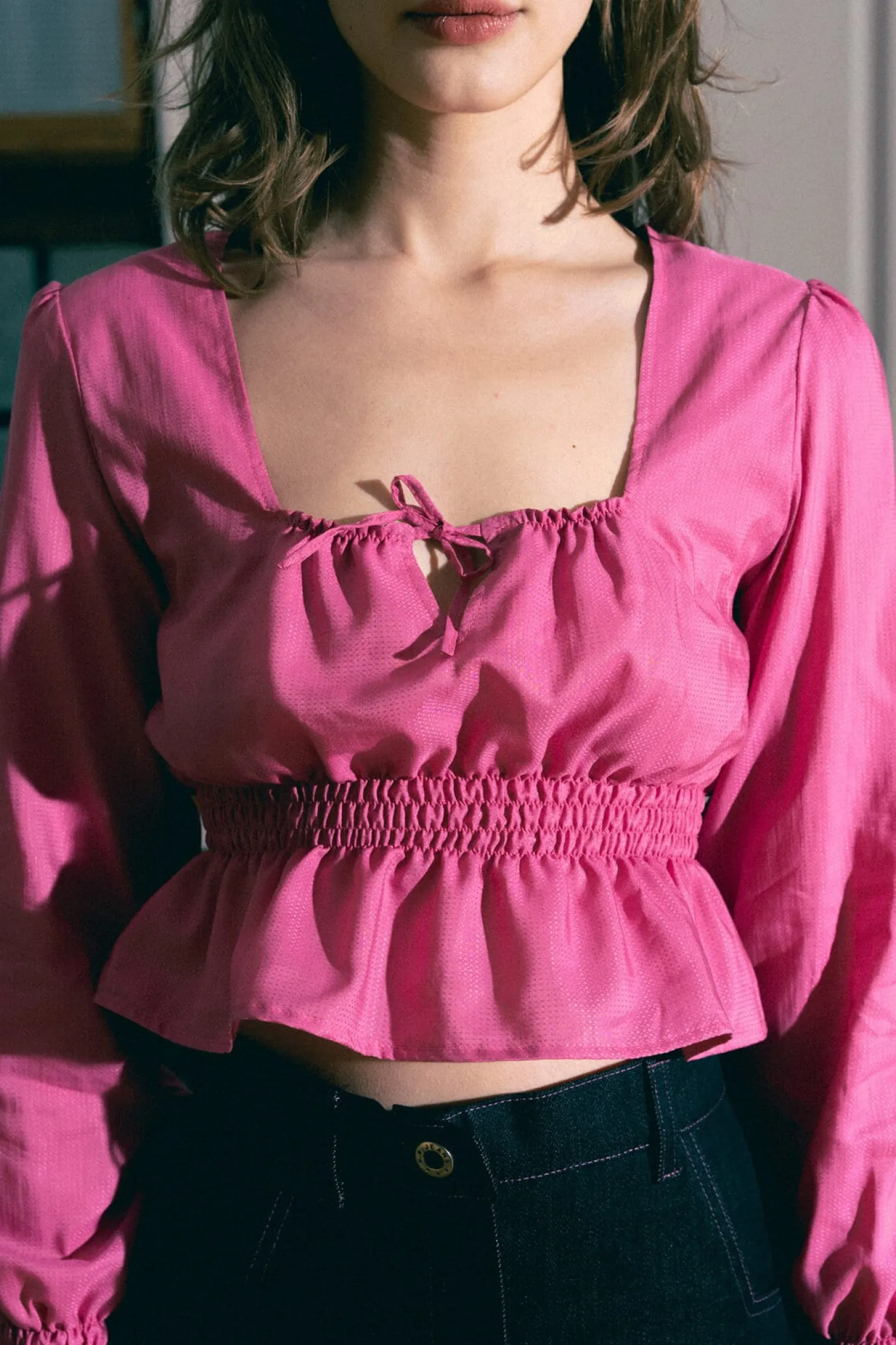 MaisonCléo Blouses|Tops>Blouse en soie rose fuchsia PALOMA