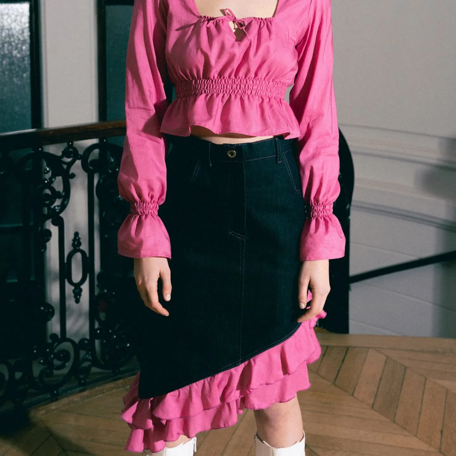 MaisonCléo Blouses|Tops>Blouse en soie rose fuchsia PALOMA