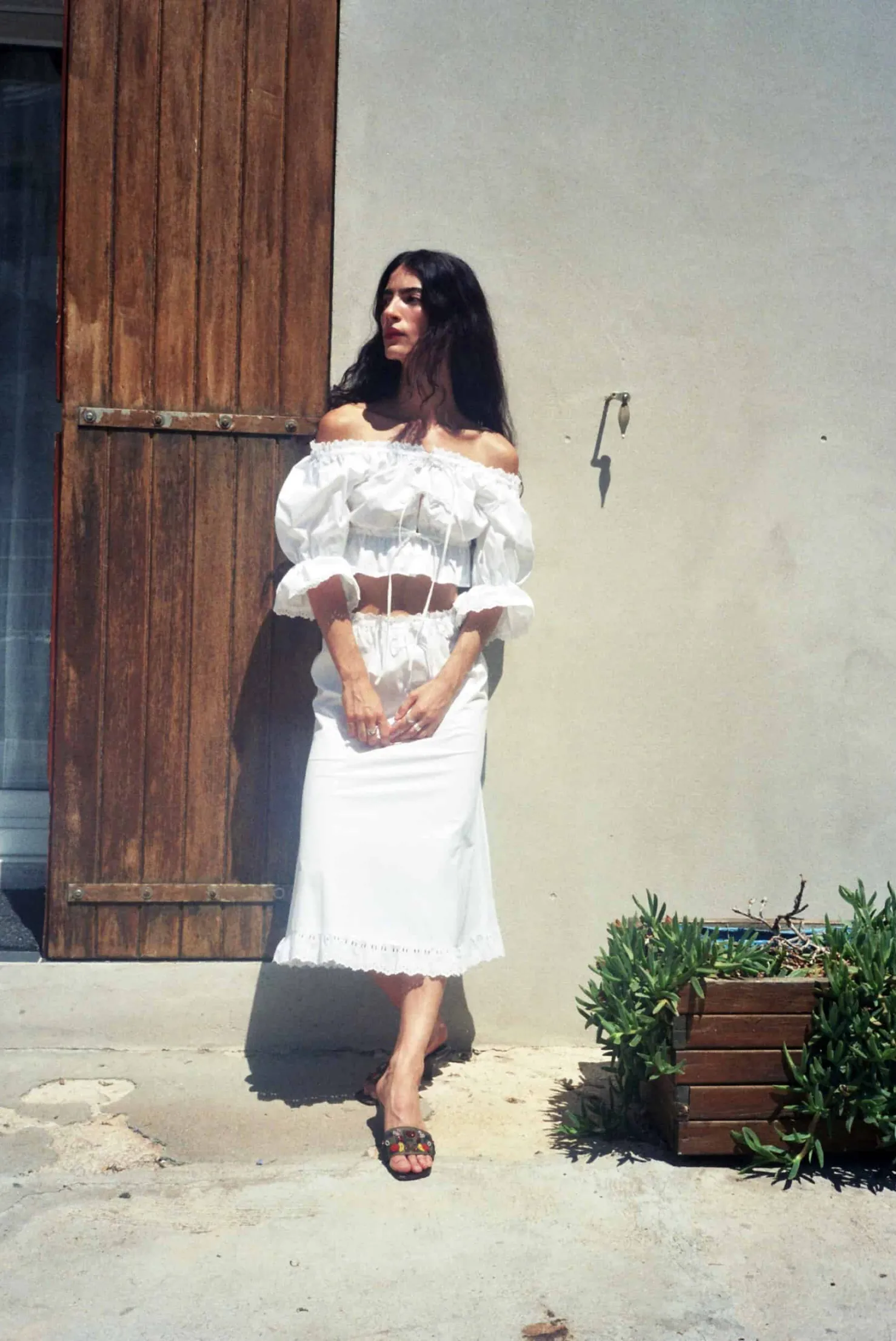 MaisonCléo Blouses>Blouse épaules nues en coton brodé ANGELE / nouvelle version