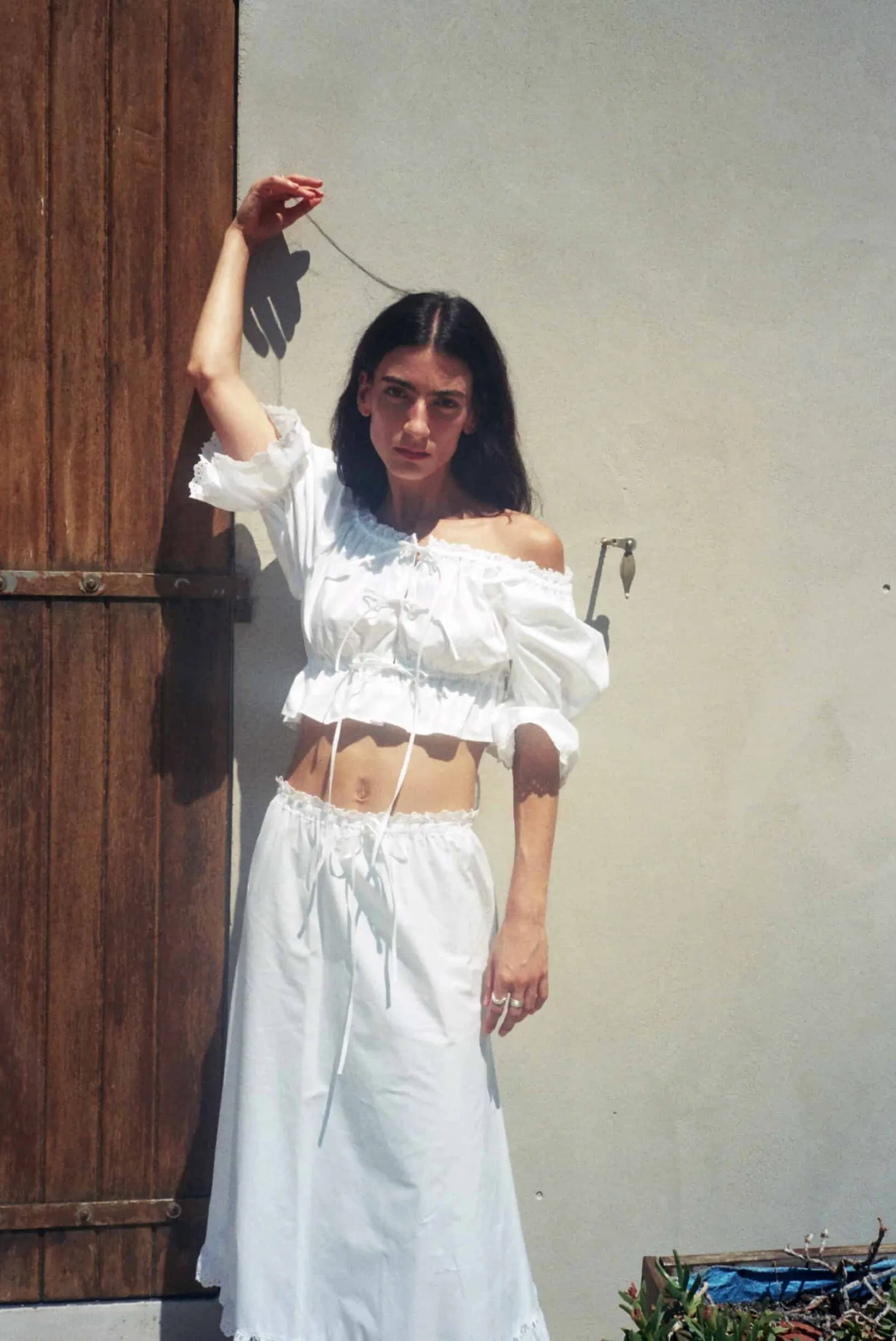 MaisonCléo Blouses>Blouse épaules nues en coton brodé ANGELE / nouvelle version