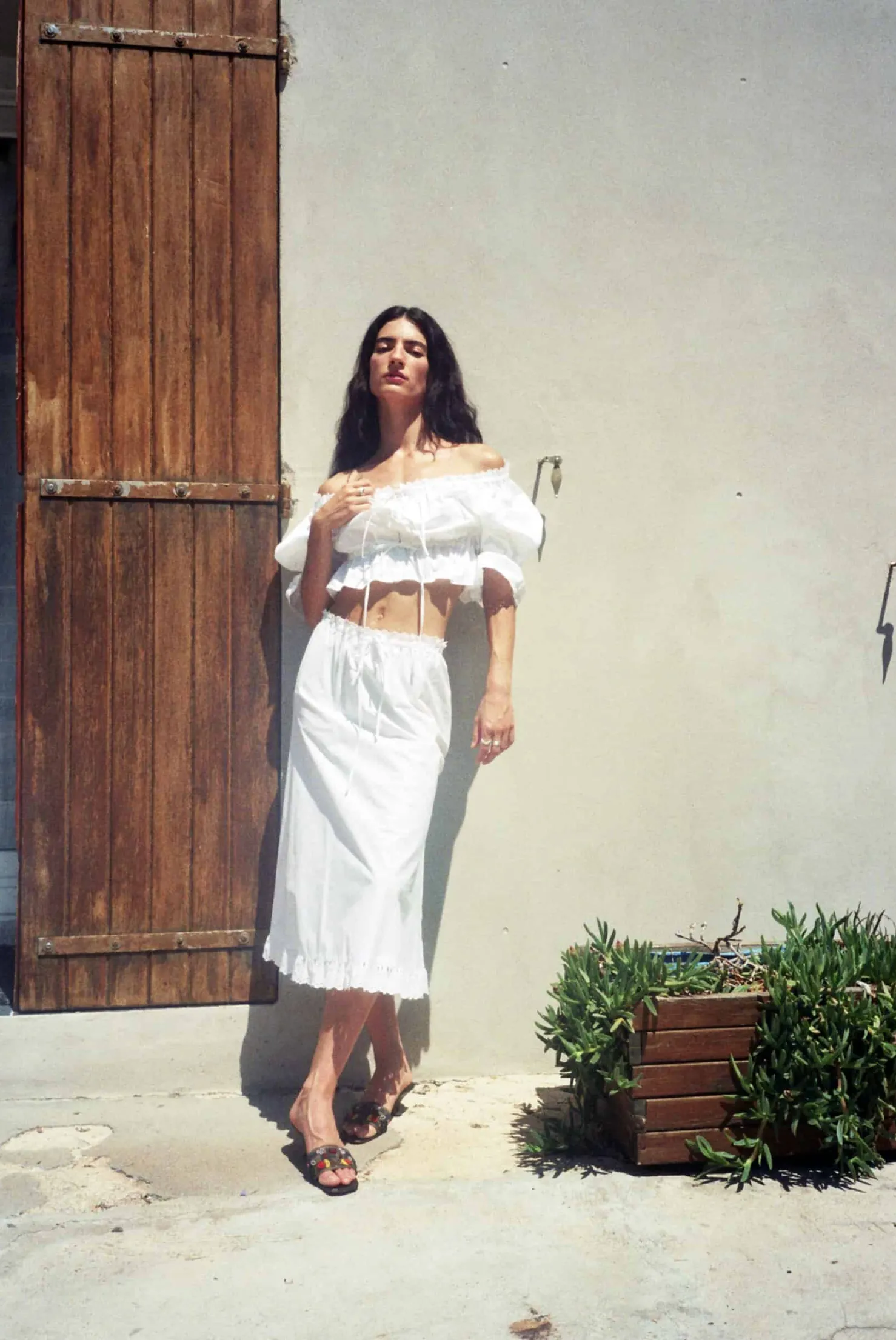 MaisonCléo Blouses>Blouse épaules nues en coton brodé ANGELE / nouvelle version