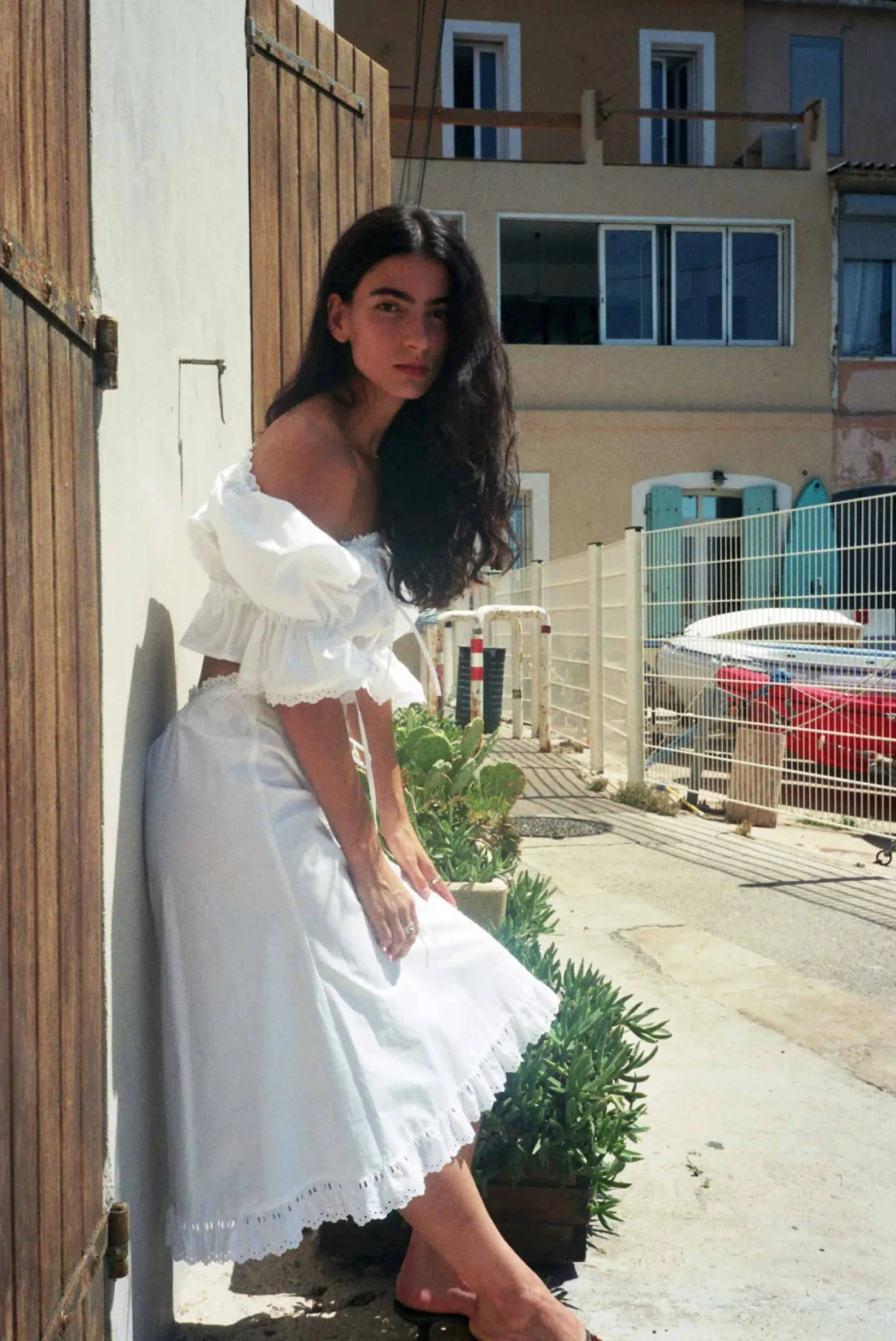 MaisonCléo Blouses>Blouse épaules nues en coton brodé ANGELE / nouvelle version