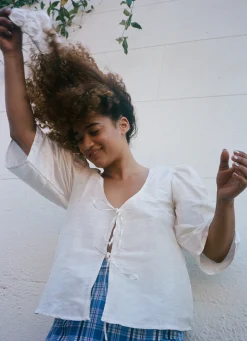 MaisonCléo Blouses>Blouse soie sauvage ivoire AGNES