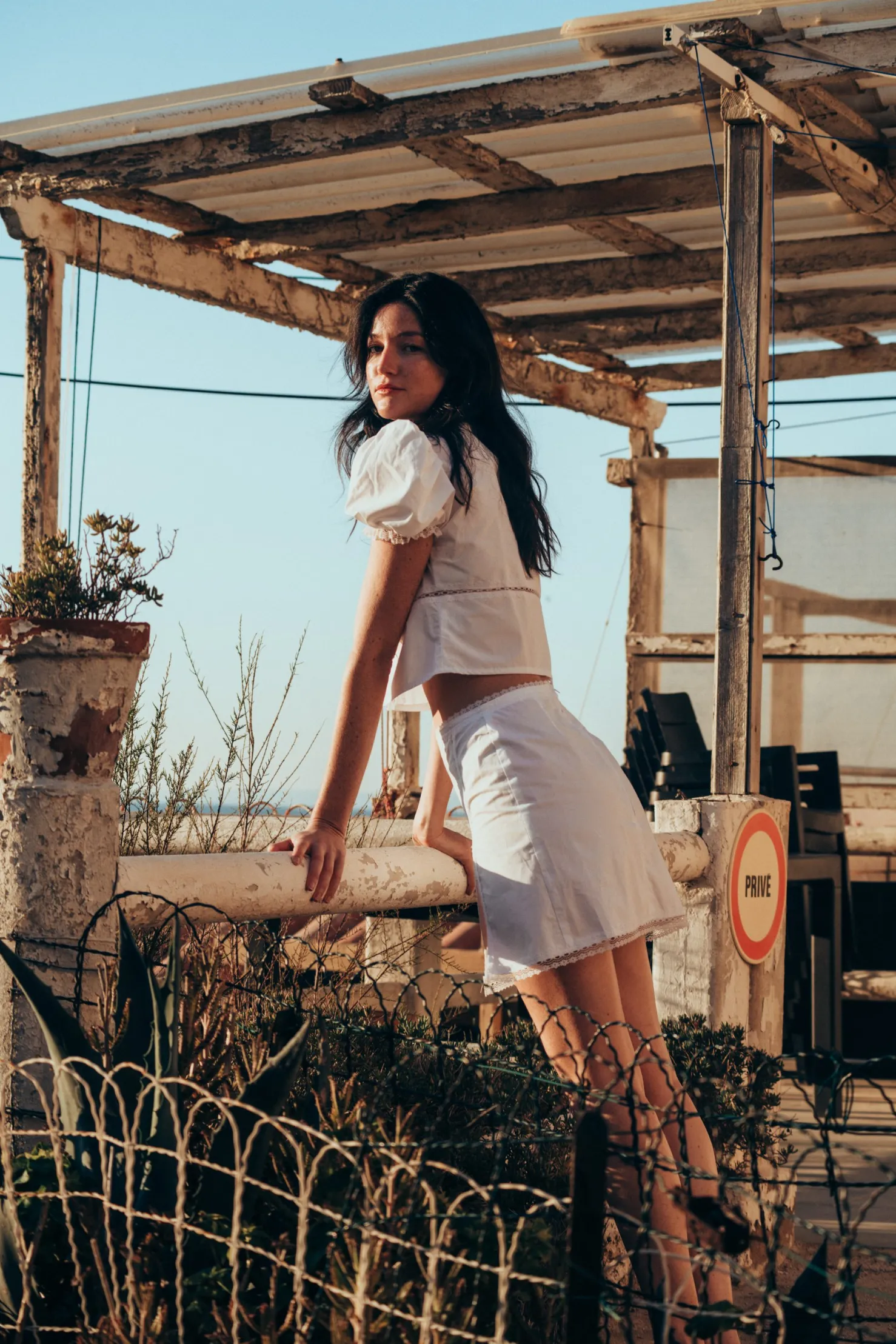 MaisonCléo Blouses|Tops>Blouse VANESSA bouffante en coton blanc et dentelle