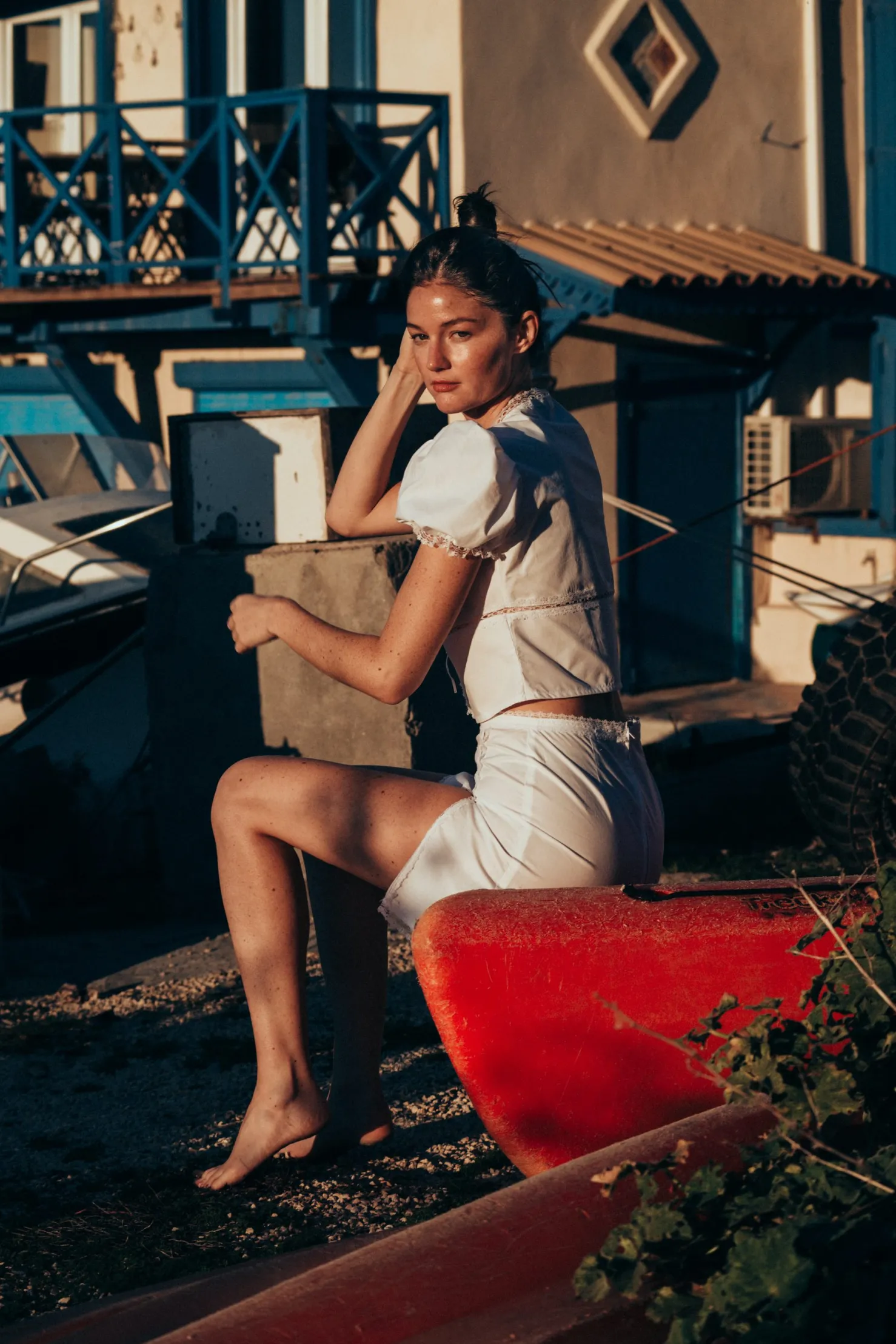 MaisonCléo Blouses|Tops>Blouse VANESSA bouffante en coton blanc et dentelle