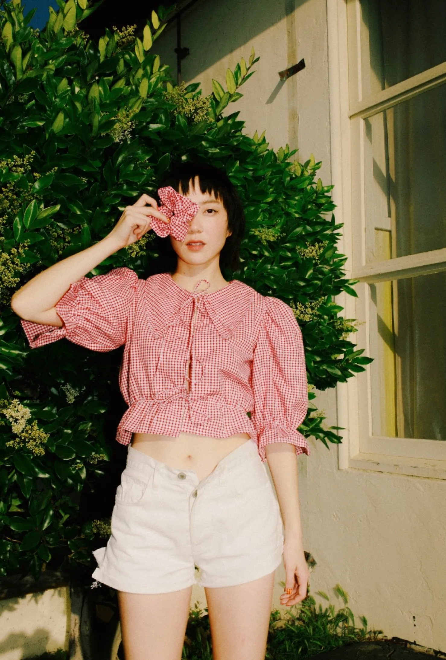 MaisonCléo Blouses>Blouse vichy rouge coton ANGELE