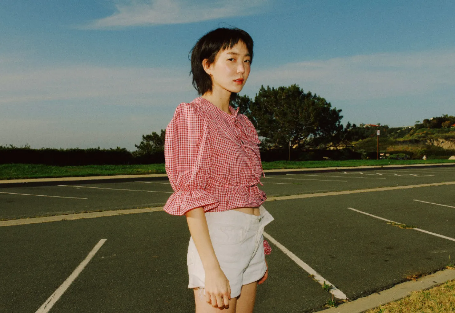 MaisonCléo Blouses>Blouse vichy rouge coton ANGELE