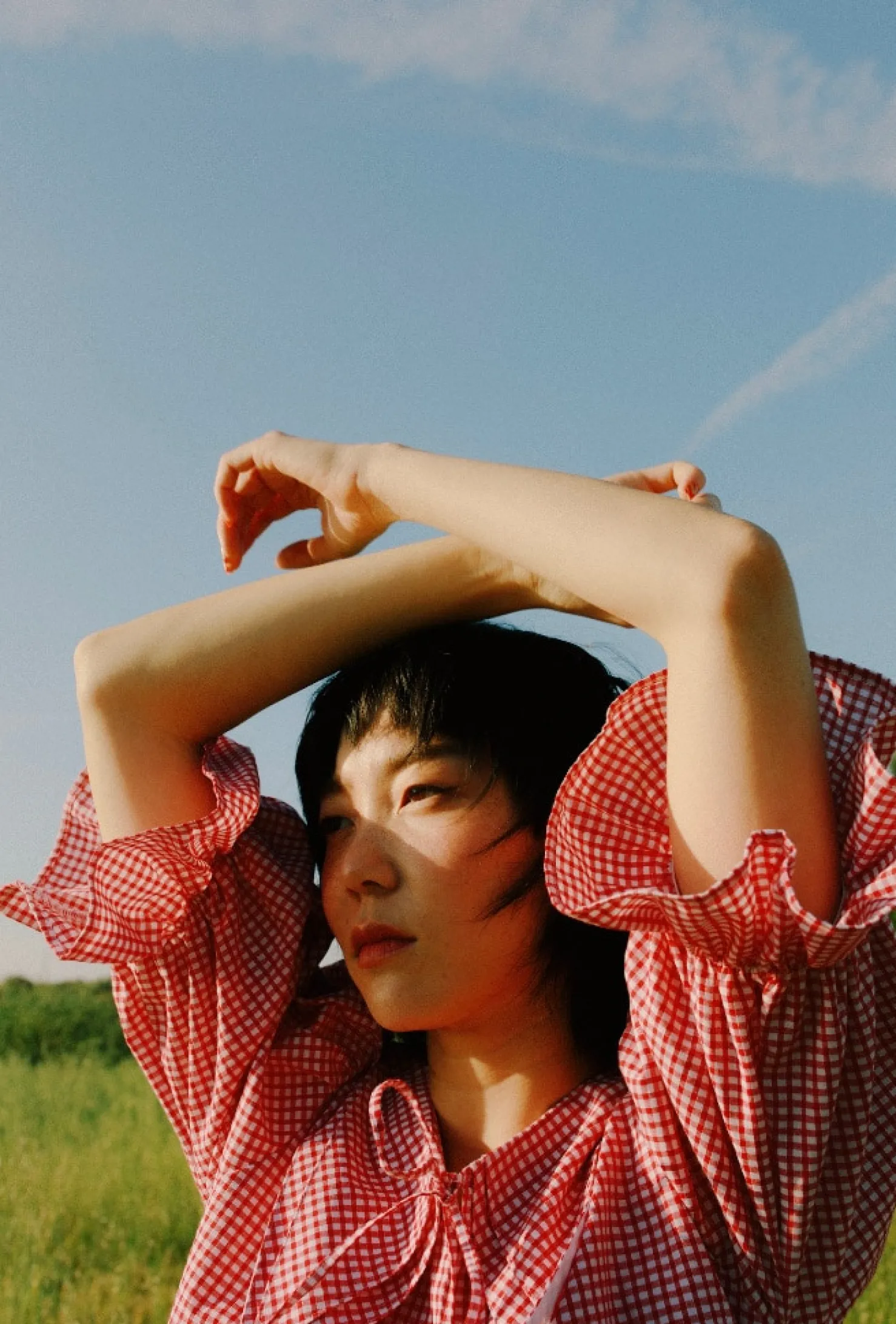 MaisonCléo Blouses>Blouse vichy rouge coton ANGELE