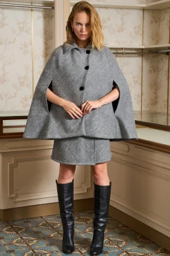 MaisonCléo Vestes / Manteaux>Cape en laine grise ANGIE