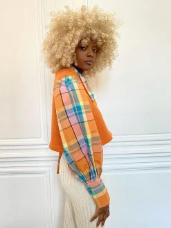 MaisonCléo Cardigans>Cardigan orange en laine texturée épaisse GIGI