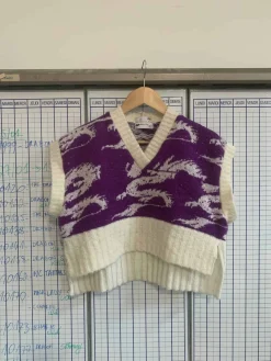 MaisonCléo Mailles>Cardigan tricoté en laine oversize violet DRAGON