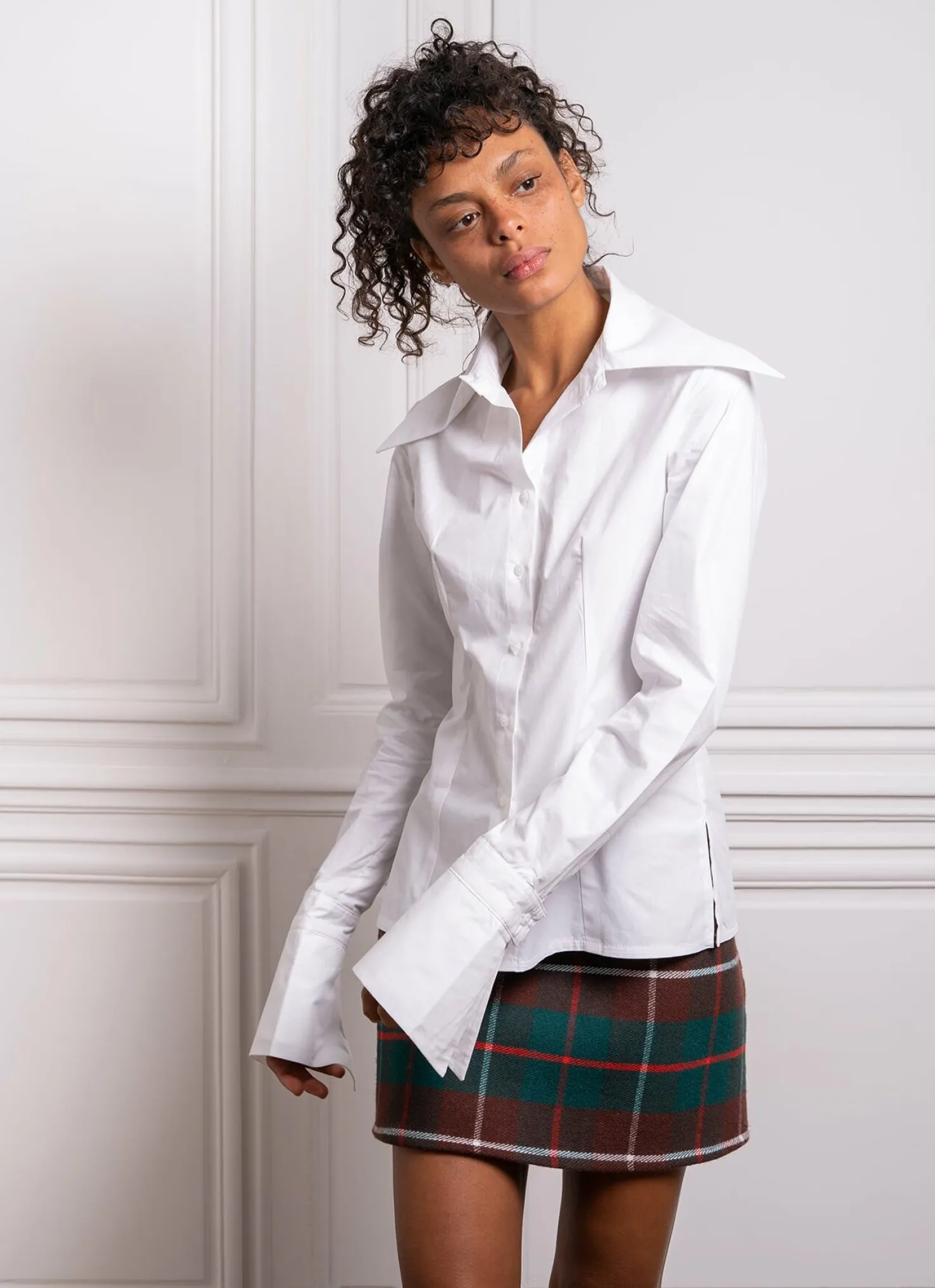 MaisonCléo Blouses>Chemise manches longues en coton blanc Cléo