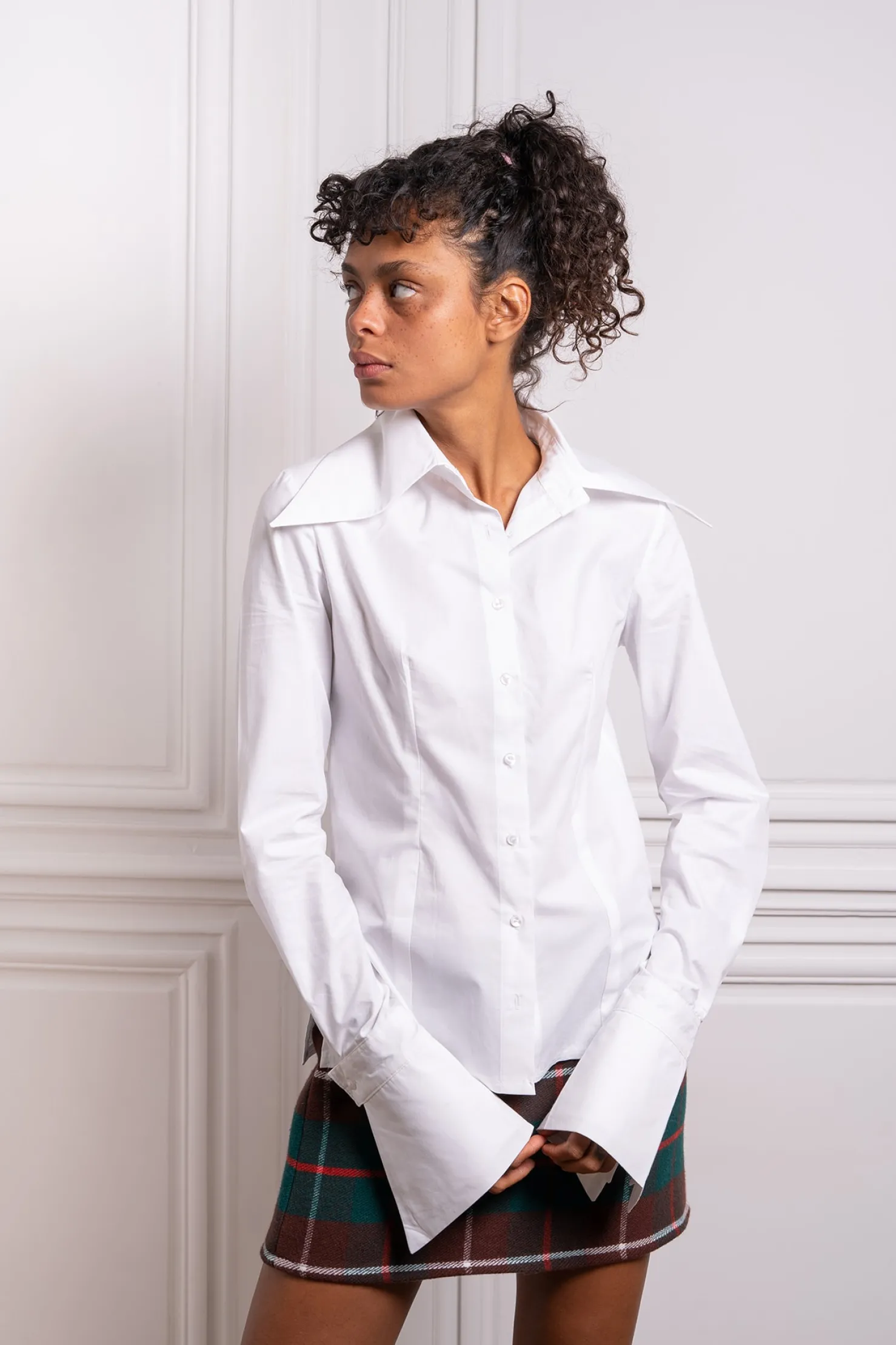MaisonCléo Blouses>Chemise manches longues en coton blanc Cléo