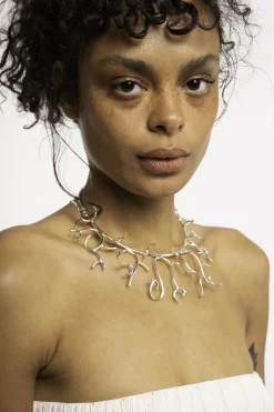 MaisonCléo Bijoux>Collier argenté style corail