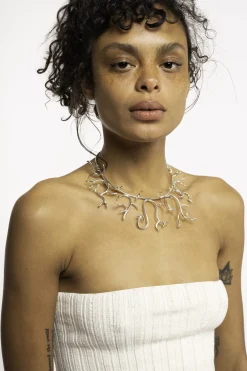 MaisonCléo Bijoux>Collier argenté style corail