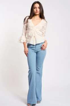 MaisonCléo Pantalons / Shorts>COUP DE FOUDRE II – Jean évasé en denim bleu clair