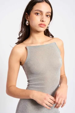 MaisonCléo Robes>COUP DE FOUDRE II – Robe mini légèrement transparente à paillettes argentées gris foncé
