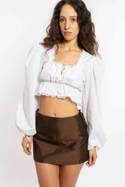 MaisonCléo Blouses|Tops>FW22 RUNWAY LOOK 2 – Blouse en coton blanc et dentelle ANNABELLE