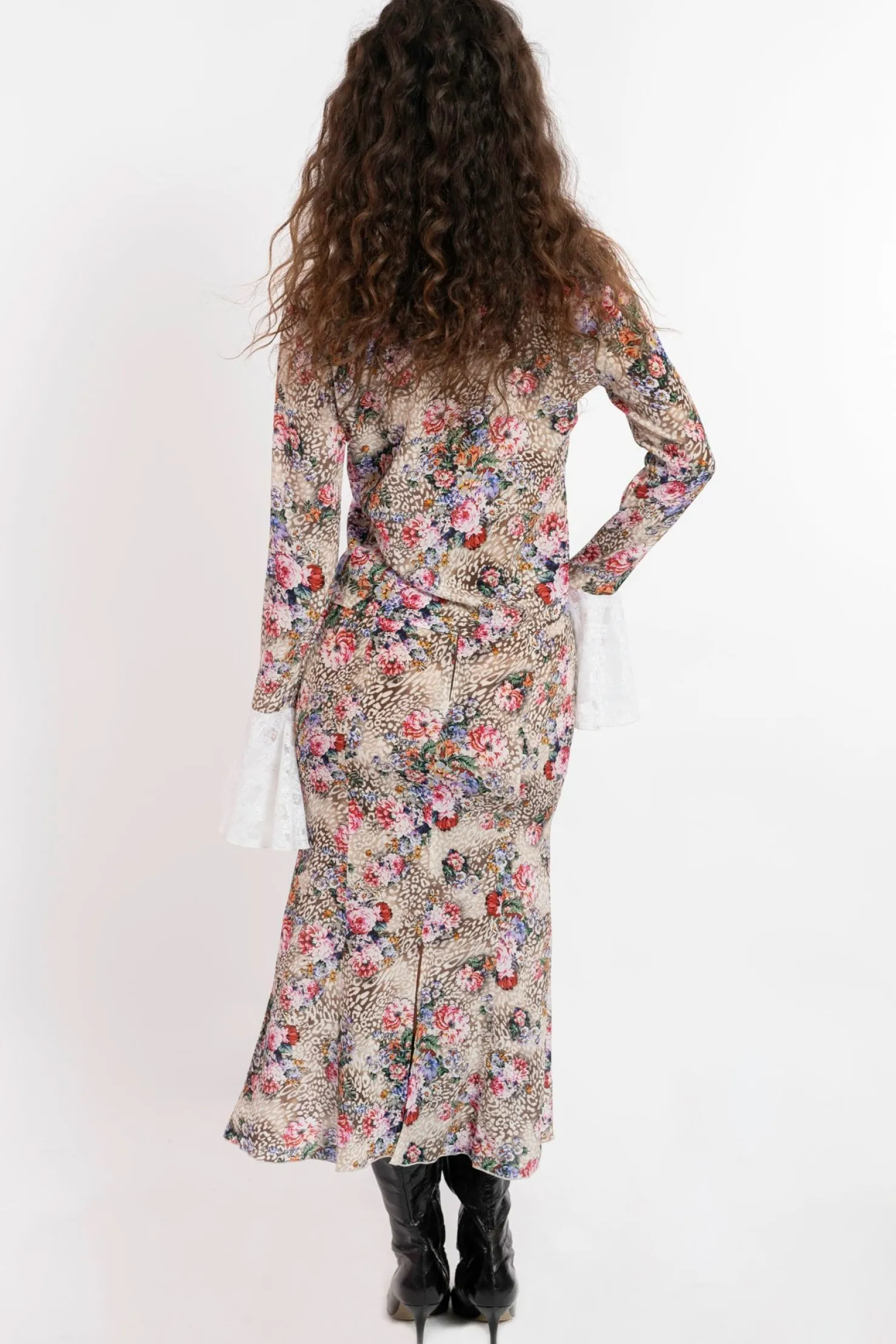 MaisonCléo Blouses|Tops>FW22 RUNWAY LOOK 31 – Blouse fleurie et léopard avec dentelle de Calais ALBA