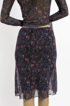 MaisonCléo Jupes>FW22 RUNWAY LOOK 21 – Jupe mi-longue en mesh fleuri KESALY