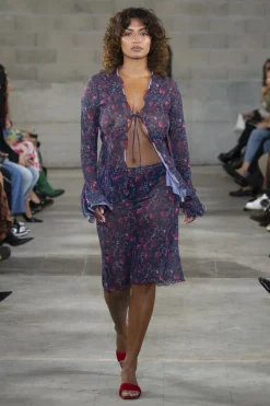 MaisonCléo Jupes>FW22 RUNWAY LOOK 21 – Jupe mi-longue en mesh fleuri KESALY