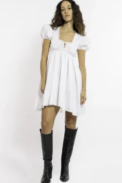 MaisonCléo Robes>FW22 RUNWAY LOOK 32 – Robe babydoll en coton avec parties en dentelle JOANNA