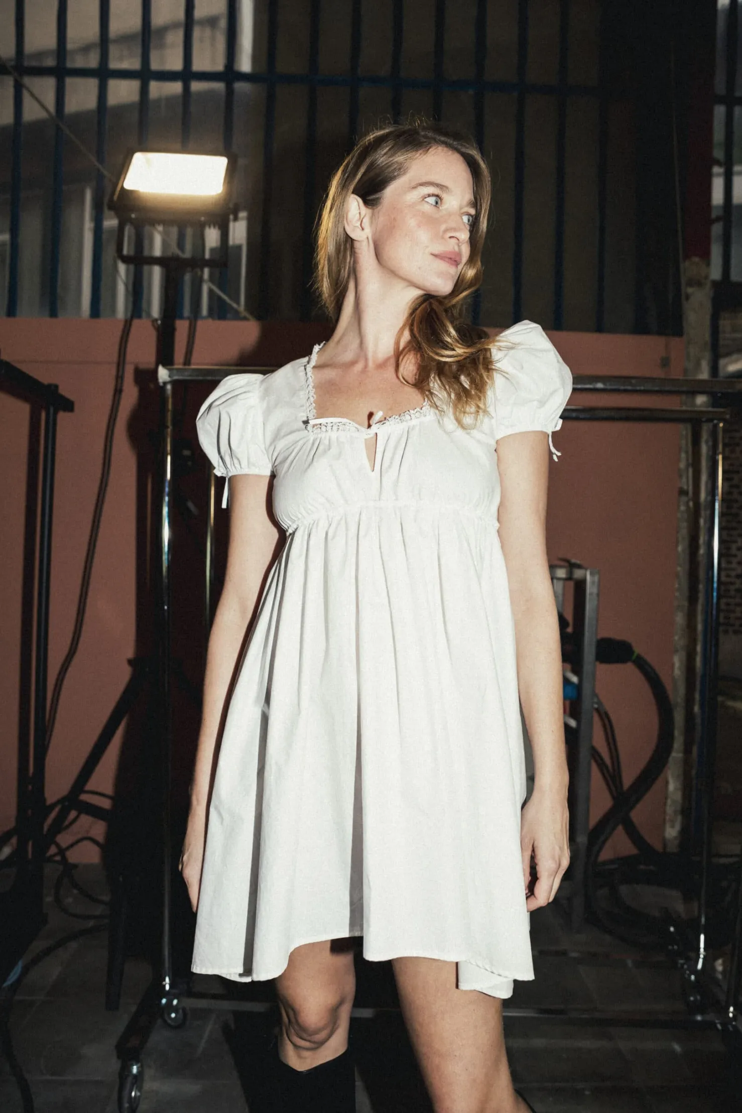 MaisonCléo Robes>FW22 RUNWAY LOOK 32 – Robe babydoll en coton avec parties en dentelle JOANNA