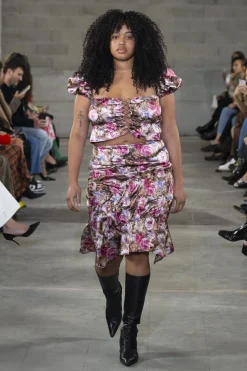 MaisonCléo Blouses>FW22 RUNWAY LOOK 12 – Top bustier en soie fleurie à mini manches bouffantes et corsage CHARLOTTE