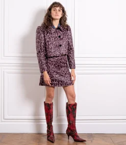 MaisonCléo Jupes>Jupe prune effet tweed texturé SOPHIA