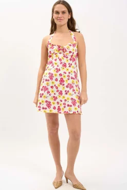 MaisonCléo Robes>LA BADOULE – Robe dos nu MARTINE en coton fleurs multi évasée