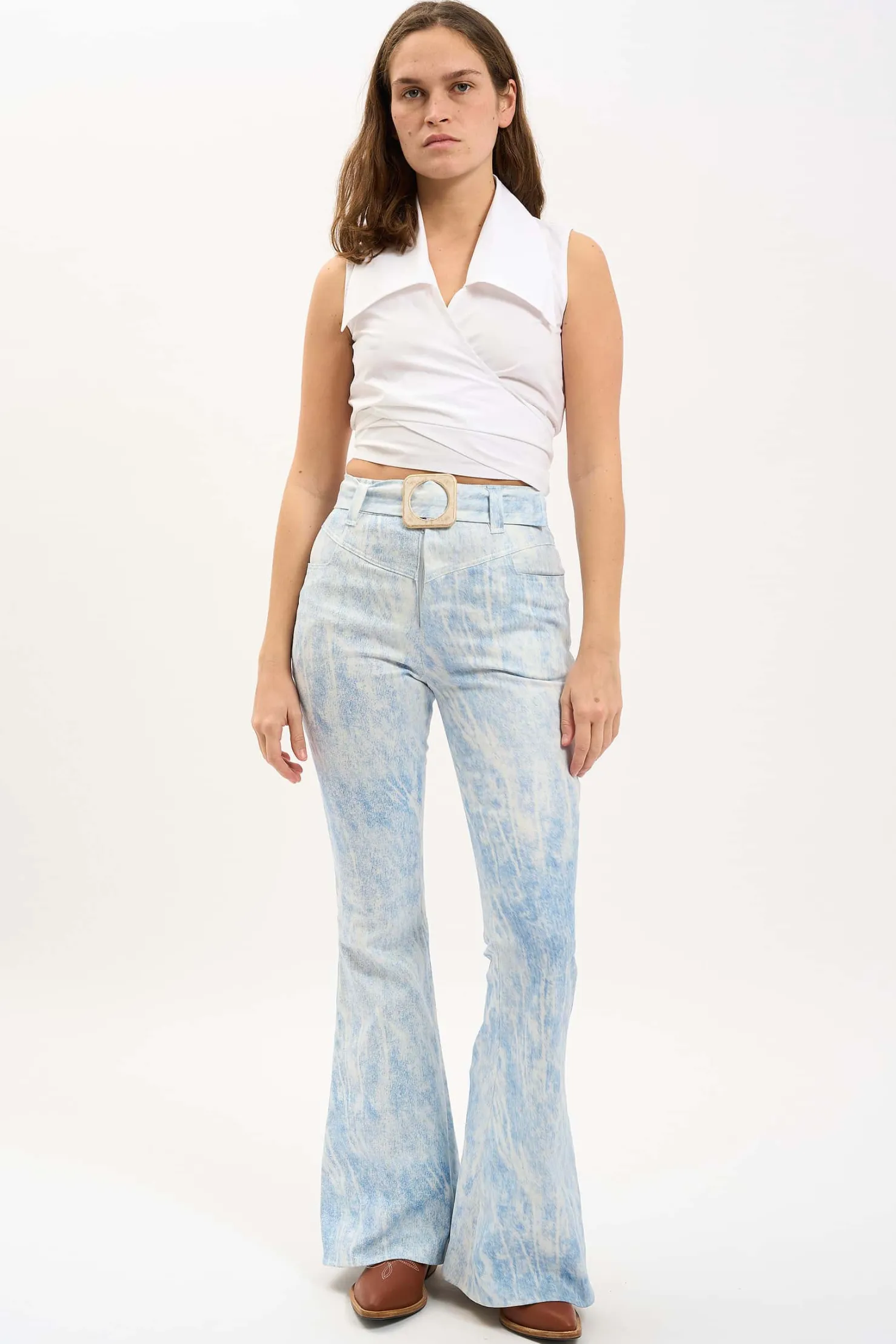 MaisonCléo Blouses>LA BADOULE LOOK 34 – Blouse cache-coeur JULIENNE en coton blanc