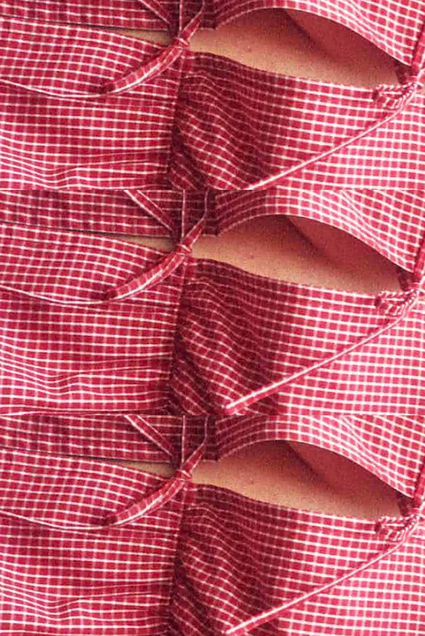 MaisonCléo Jupes>LA BADOULE LOOK 11 – Jupe KARMINE en coton rouge à carreaux avec broderies anglaise
