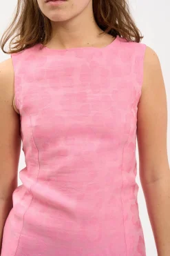 MaisonCléo Robes>LA BADOULE LOOK 23 – Robe FRANCINE en organza de soie irisé grosses fleurs roses
