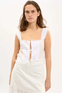 MaisonCléo Blouses|Tops>LA BADOULE LOOK 2 – Top en coton léger avec dentelle et broderie anglaise DEA