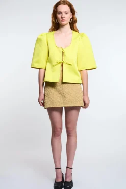 MaisonCléo Blouses|Tops>LA POUPETTE DÉFILÉ LOOK 13 – Blouse Agnes en soie duchesse jaune neon